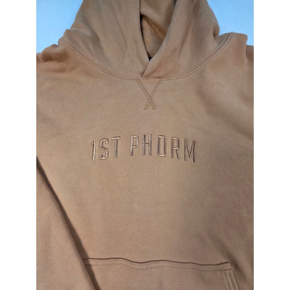 1st Phorm Hoodie Mens Medium Tan Pullover Gym Workout Athleisure gorpcore street - Picture 6 of 9